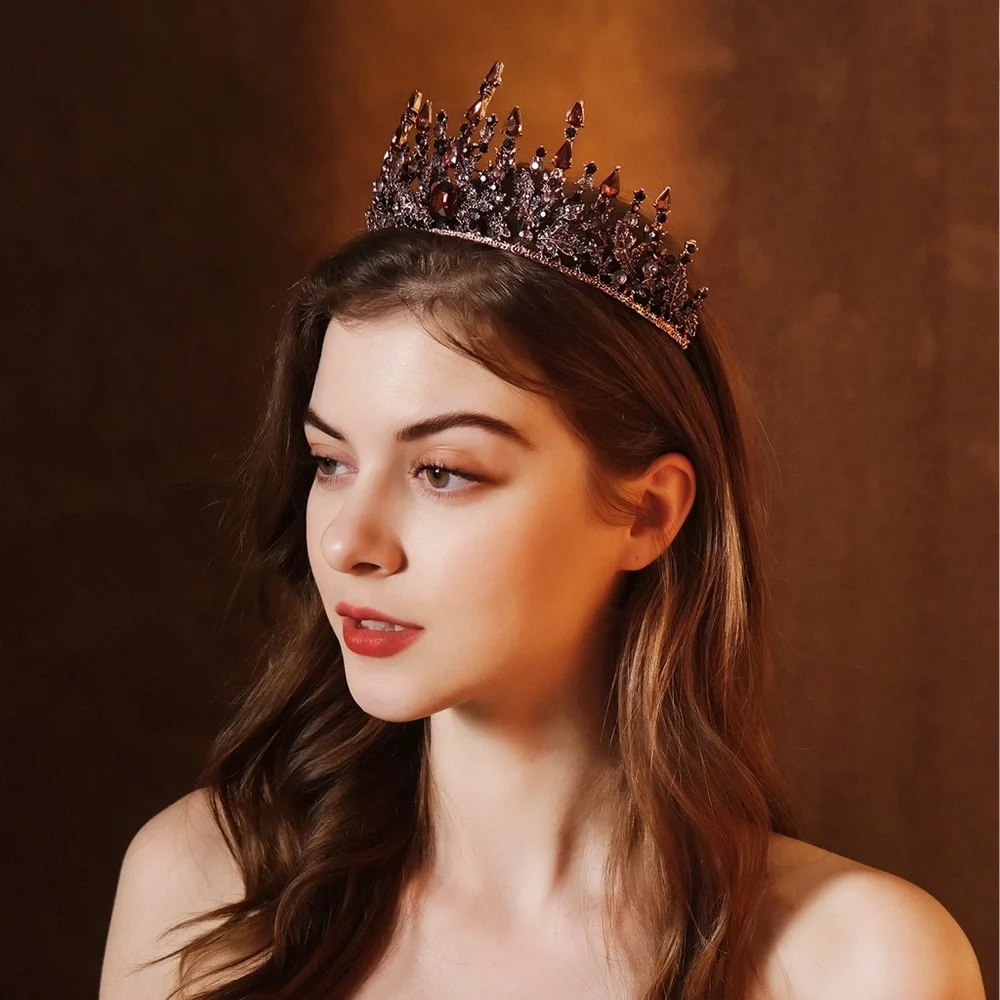 Vintage Baroque Gold Color Pearl Bridal Tiaras Crystal Crown hair accessories
